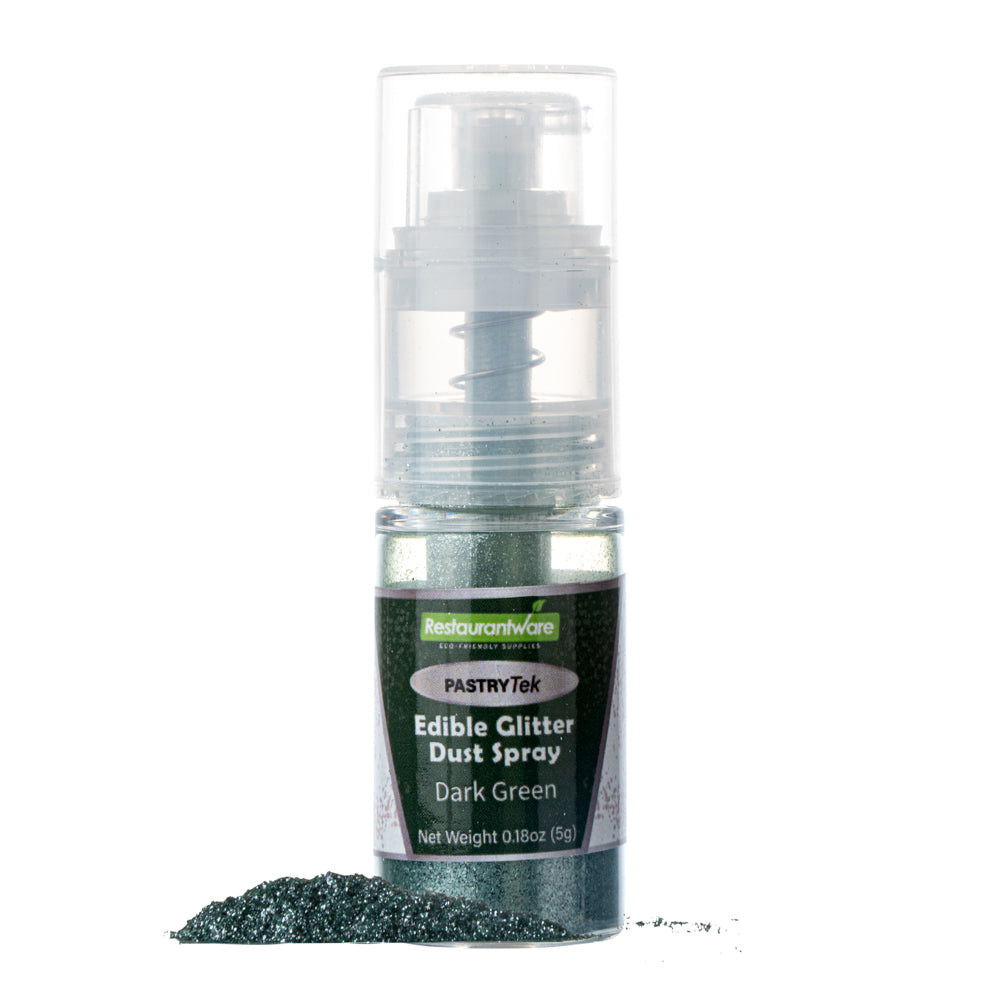 restaurantware Pastry Tek 5g Dark Green Edible Glitter Dust Spray - 1 count box