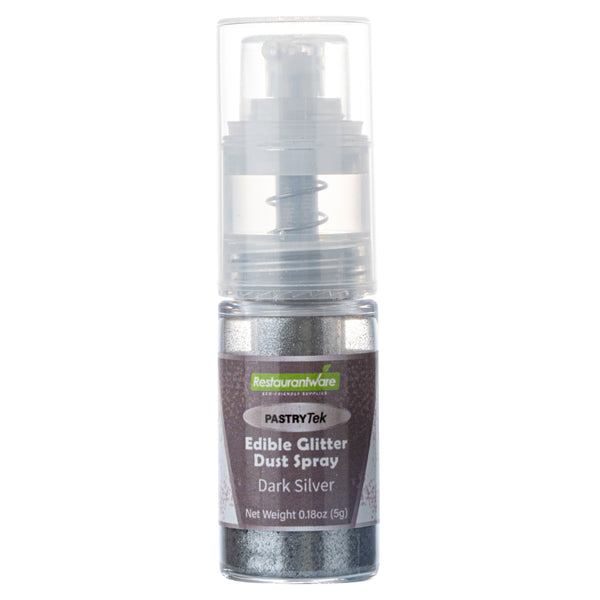 Restaurantware Pastry Tek 5g Dark Silver Edible Glitter Dust Spray - 1 Count Box
