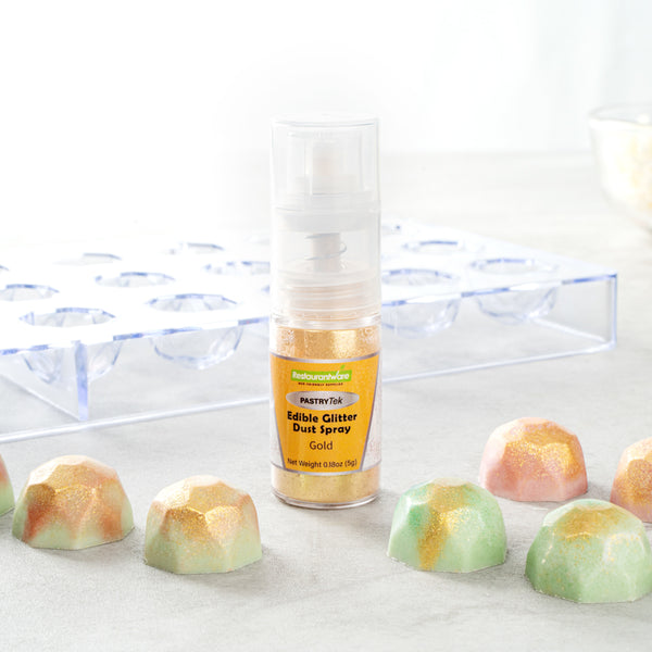 Restaurantware Pastry Tek 5g Gold Edible Glitter Dust Spray - 1 Count Box