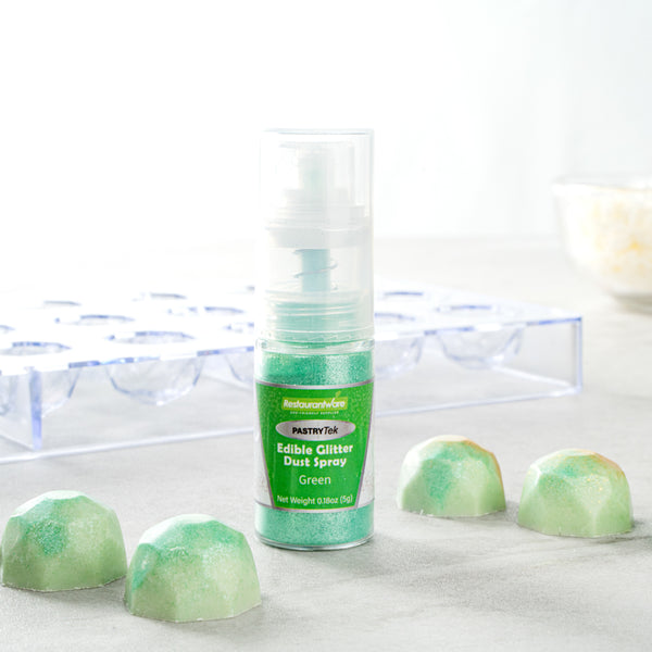 Restaurantware Pastry Tek 5g Green Edible Glitter Dust Spray - 1 Count Box