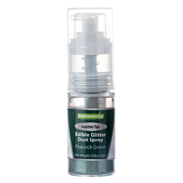 Restaurantware Pastry Tek 5g Peacock Green Edible Glitter Dust Spray - 1 Count Box