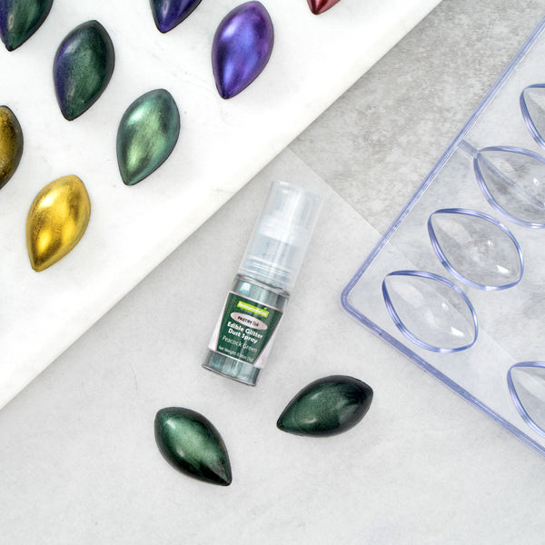 Restaurantware Pastry Tek 5g Peacock Green Edible Glitter Dust Spray - 1 Count Box