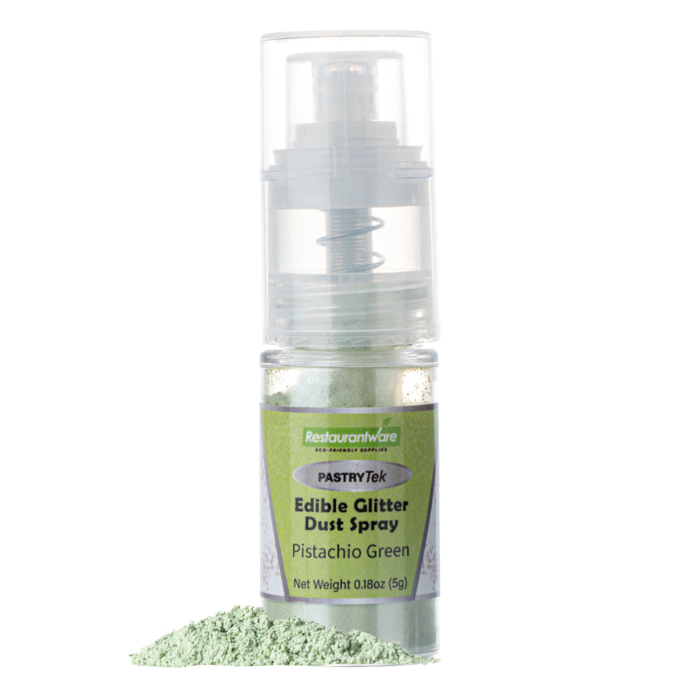 restaurantware Pastry Tek 5g Pistachio Green Edible Glitter Dust Spray - 1 count box