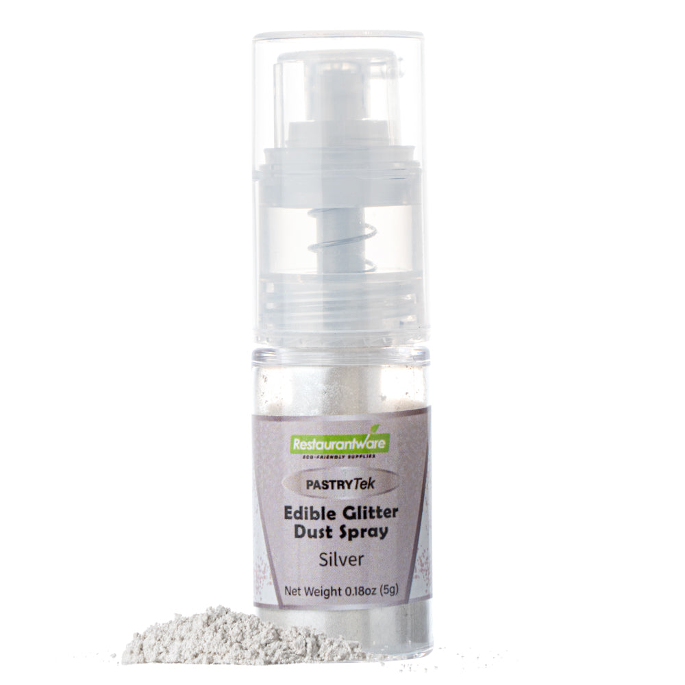 restaurantware Pastry Tek 5g Silver Edible Glitter Dust Spray - 1 count box
