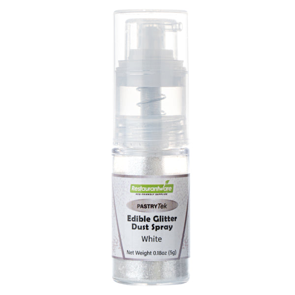 Restaurantware Pastry Tek 5g White Edible Glitter Dust Spray - 1 Count Box