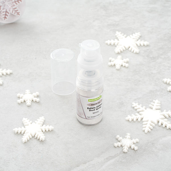 Restaurantware Pastry Tek 5g White Edible Glitter Dust Spray - 1 Count Box