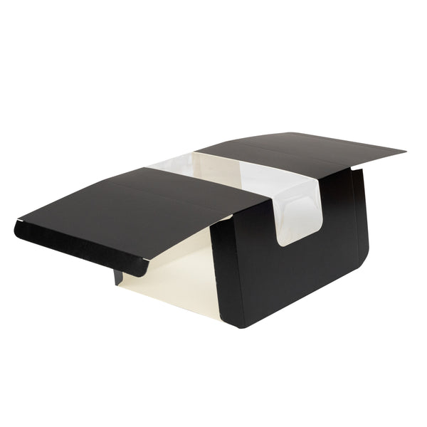 Restaurantware Pastry Tek Black Paper Pastry / Cake Box - With Window - 7" X 6" X 4" - 100 Count Box