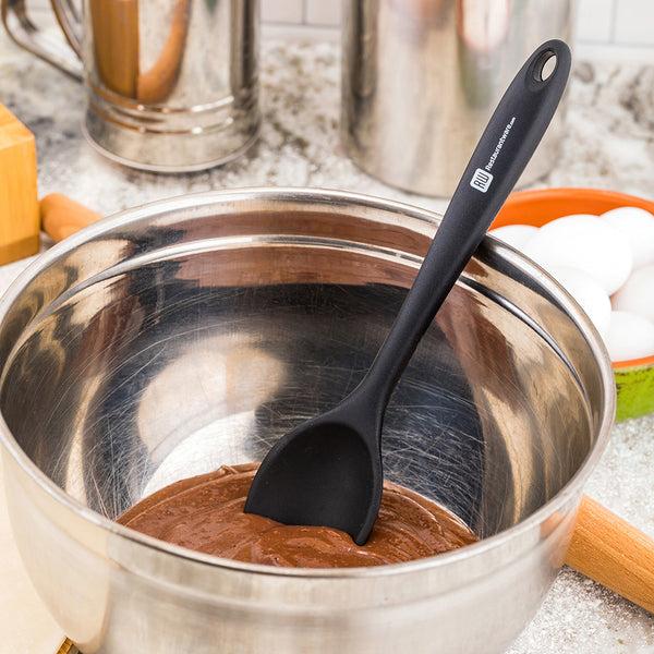 Restaurantware Pastry Tek Black Silicone Mixing Spoon - 10 1/2" X 2 1/4" X 3/4" - 1 Count Box