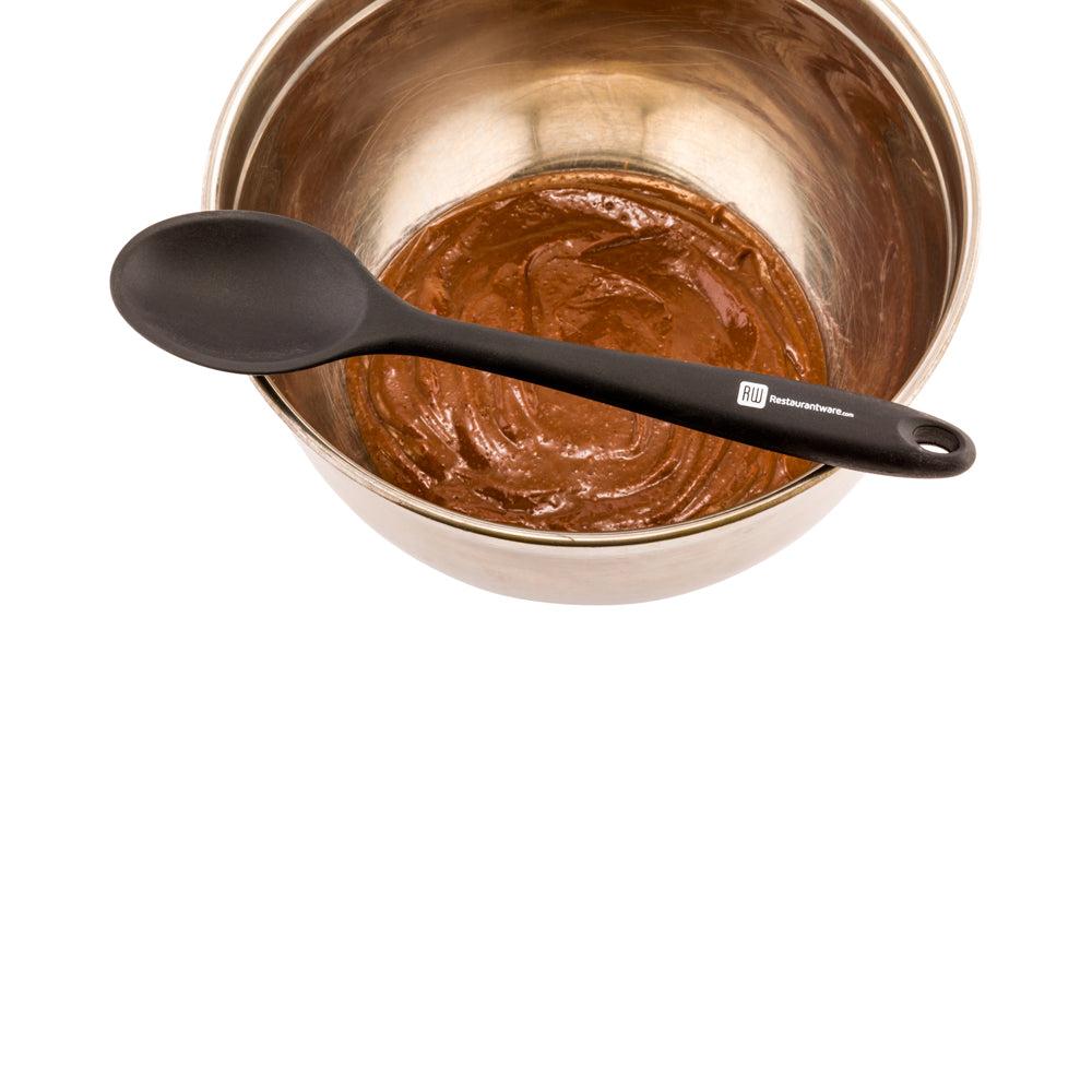 restaurantware Pastry tek Black Silicone Mixing Spoon - 10 1/2" x 2 1/4" x 3/4" - 1 count box