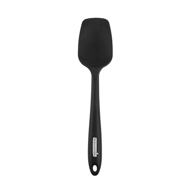 Restaurantware Pastry Tek Black Silicone Spatula - Spoon-Shaped - 10 1/2" - 1 Count Box