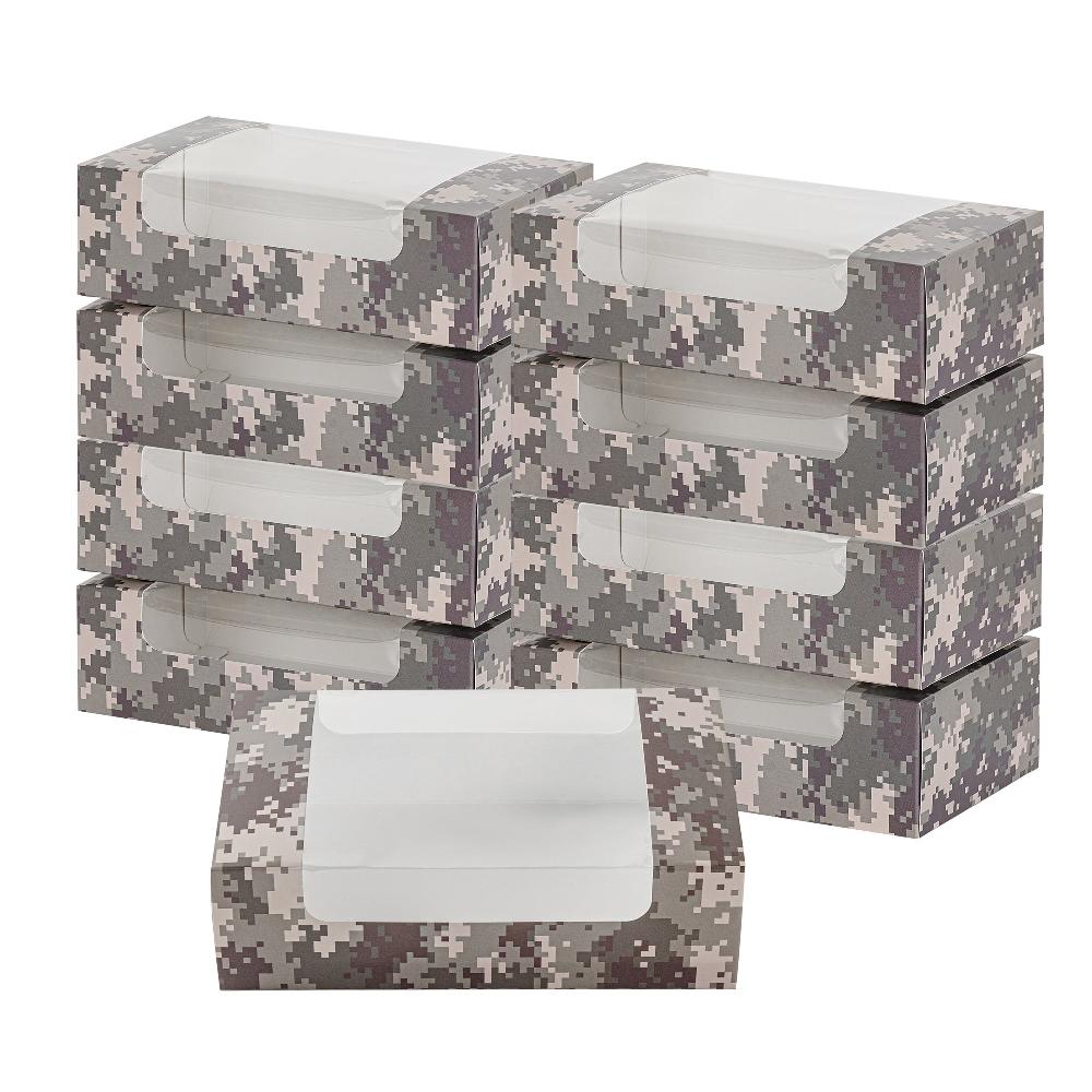 restaurantware Pastry Tek Camouflage Paper Pastry / Cake Box - with Window - 7 3/4" x 4 3/4" x 2 1/4" - 100 count box