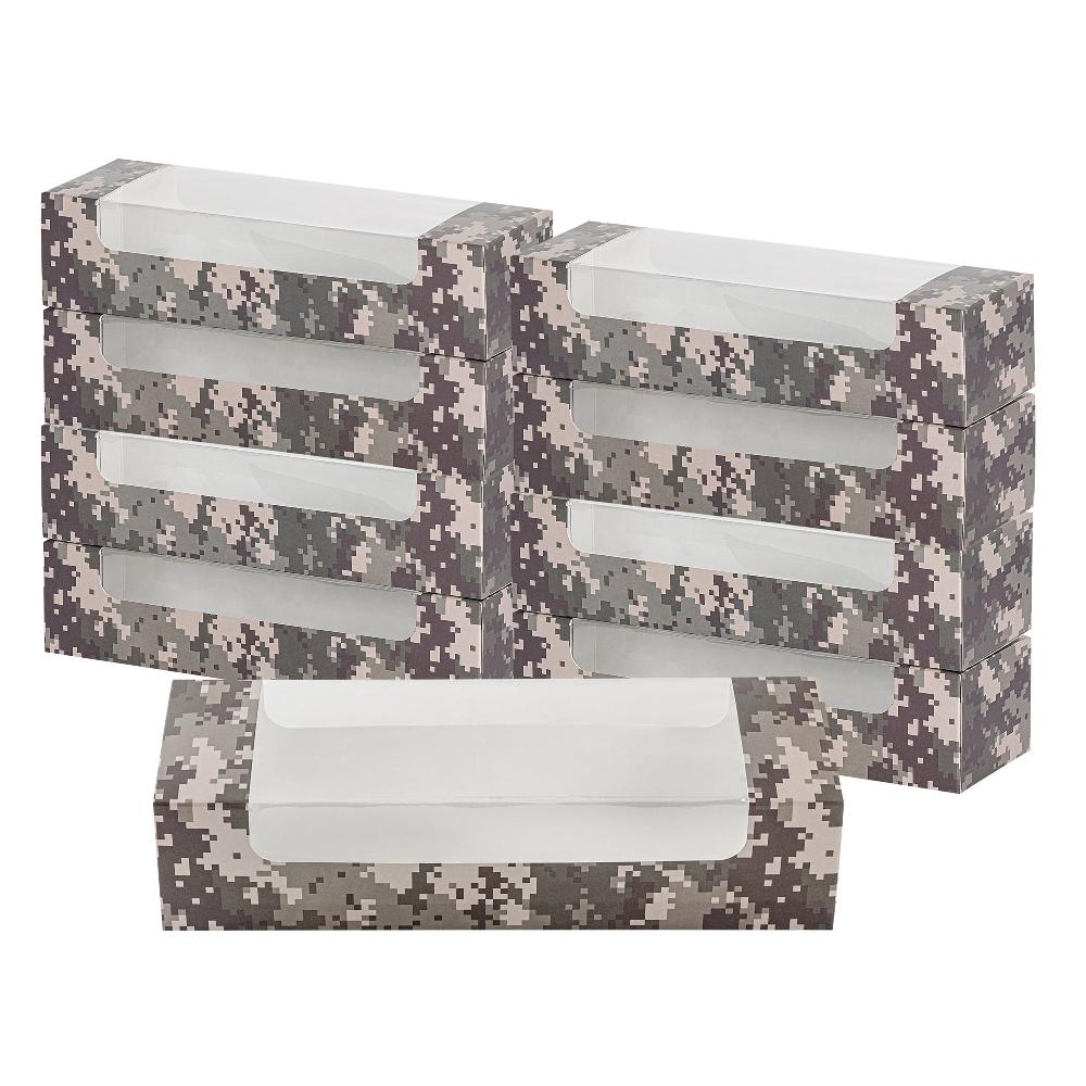 restaurantware Pastry Tek Camouflage Paper Pastry / Cake Box - with Window - 9 3/4" x 3 1/4" x 2 1/4" - 100 count box