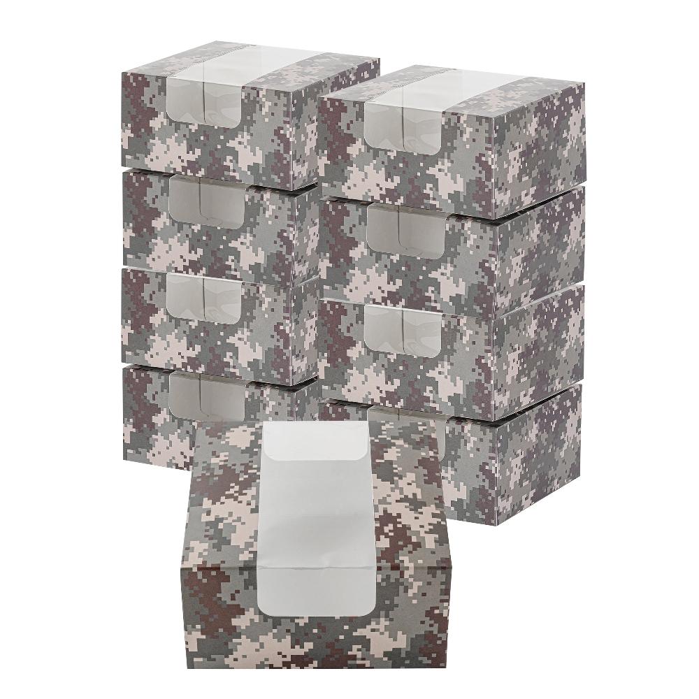restaurantware Pastry Tek Camouflage Paper Pastry / Cake Box - with Window - 6 1/4" x 6 1/4" x 3 1/4" - 100 count box