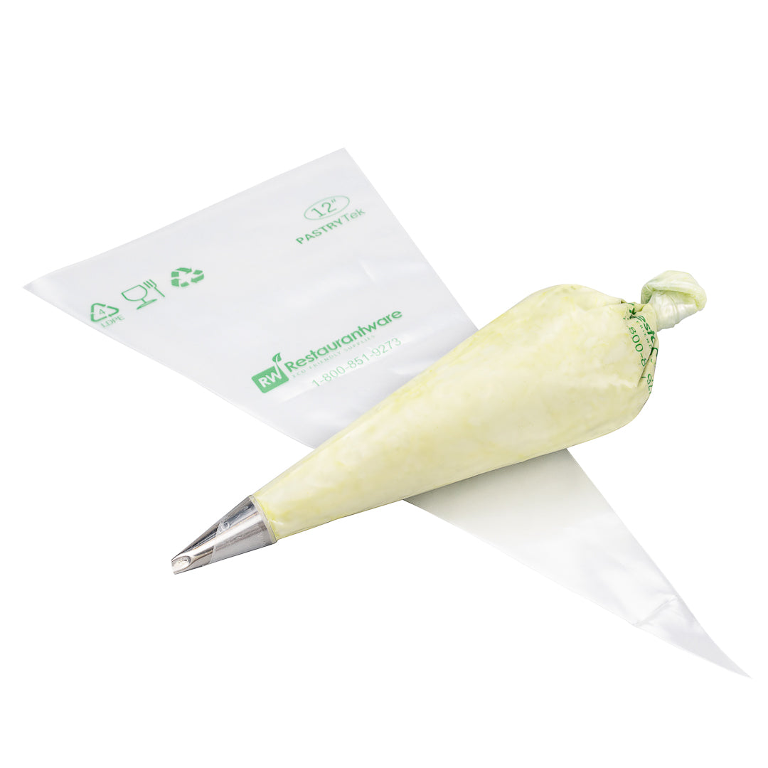 restaurantware Pastry Tek Clear Plastic Easy Grip Pastry Piping Bag - Recyclable - 12 1/4" x 6" - 100 count box