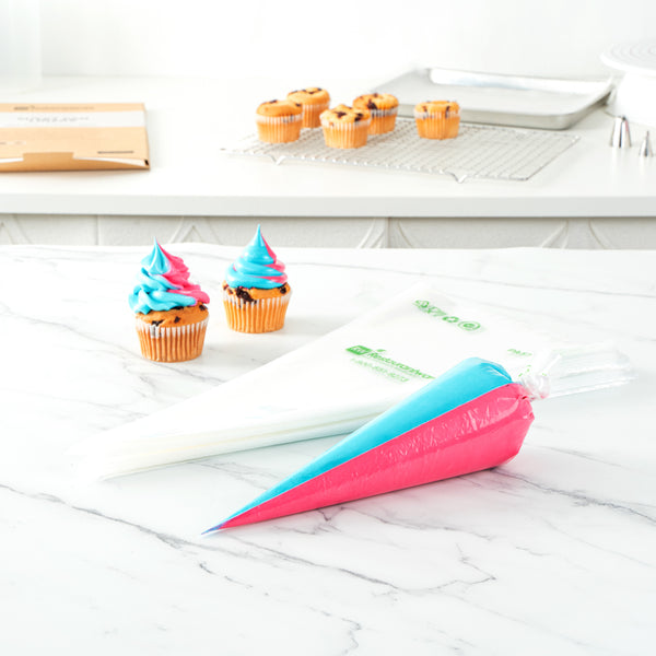 Restaurantware Pastry Tek Clear Plastic Pastry Piping Bag - Dual Color - 18" - 100 Count Box