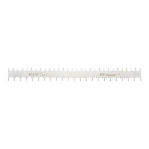 Restaurantware Pastry Tek Decorating Comb - Silver Stainless Steel - Semicircle Double-sided 4mm & 5mm - 19 3/4" X 2" - 1 Count Box