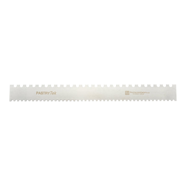 Restaurantware Pastry Tek Decorating Comb - Silver Stainless Steel - Semicircle Double-sided 5mm & 10mm - 19 3/4" X 2" - 1 Count Box