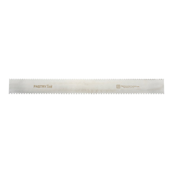 Restaurantware Pastry Tek Decorating Comb - Silver Stainless Steel - Square Double-sided 4mm & 3mm - 19 3/4" X 2" - 1 Count Box