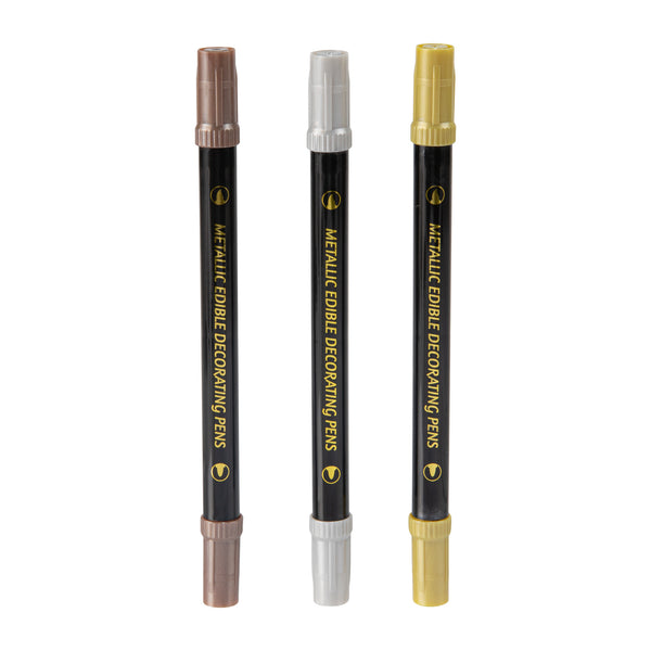 Restaurantware Pastry Tek Dual-Tip Metallic 3 Color Food Decorating Pen Set - 1 Count Box