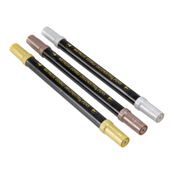 Restaurantware Pastry Tek Dual-Tip Metallic 3 Color Food Decorating Pen Set - 1 Count Box