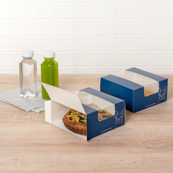 Restaurantware Pastry Tek Frenchie Paper Pastry / Cake Box - With Window - 6 1/4" X 6 1/4" X 3 1/4" - 100 Count Box