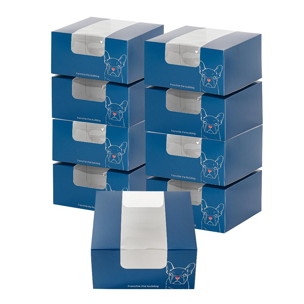 restaurantware Pastry Tek Frenchie Paper Pastry / Cake Box - with Window - 6 1/4" x 6 1/4" x 3 1/4" - 100 count box