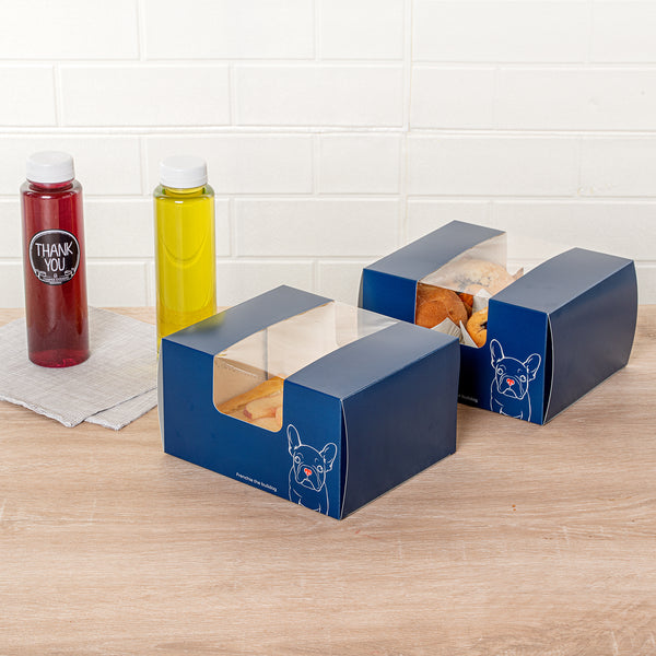 Restaurantware Pastry Tek Frenchie Paper Pastry / Cake Box - With Window - 7" X 6" X 4"- 100 Count Box