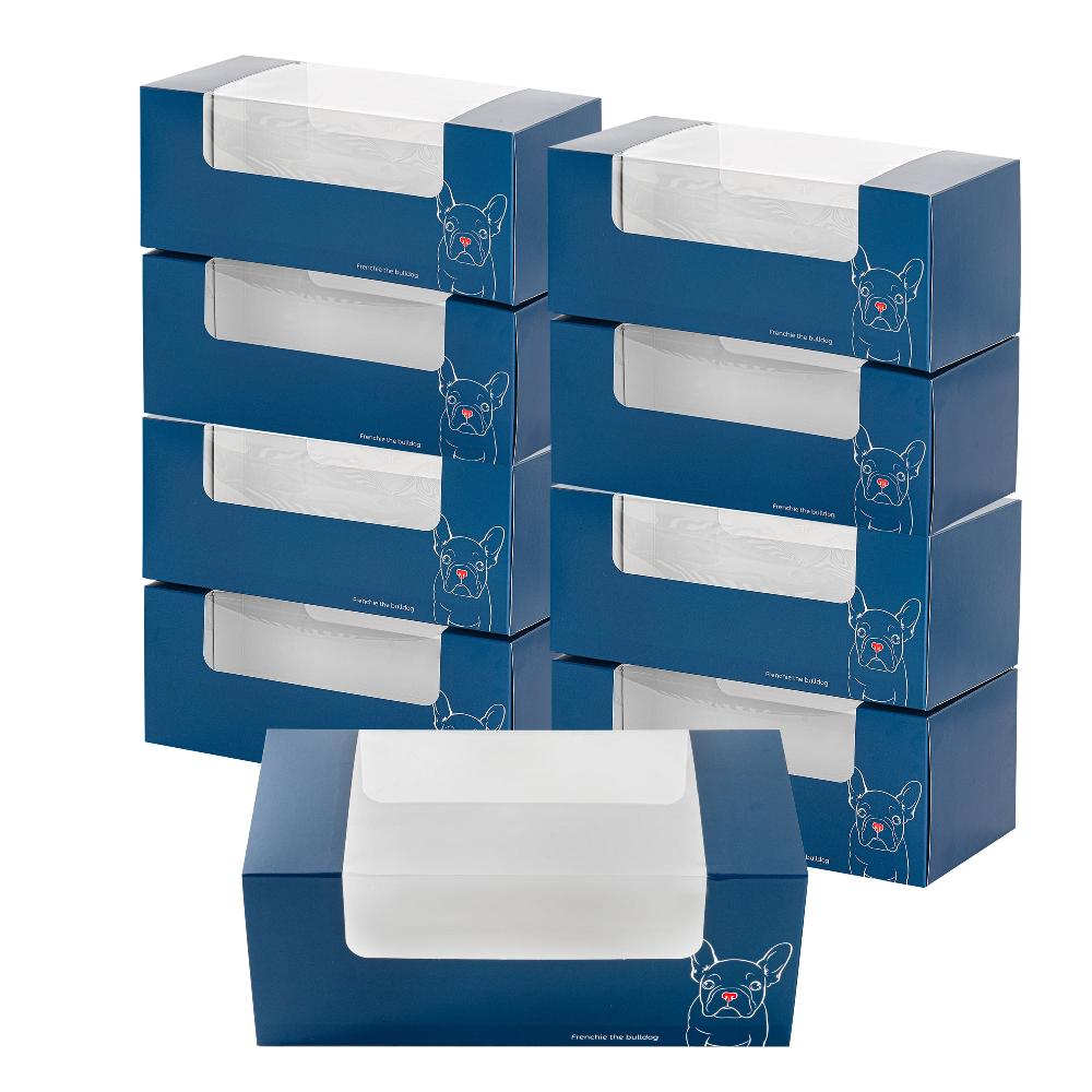 restaurantware Pastry Tek Frenchie Paper Pastry / Cake Box - with Window - 9 3/4" x 4 3/4" x 4" - 100 count box