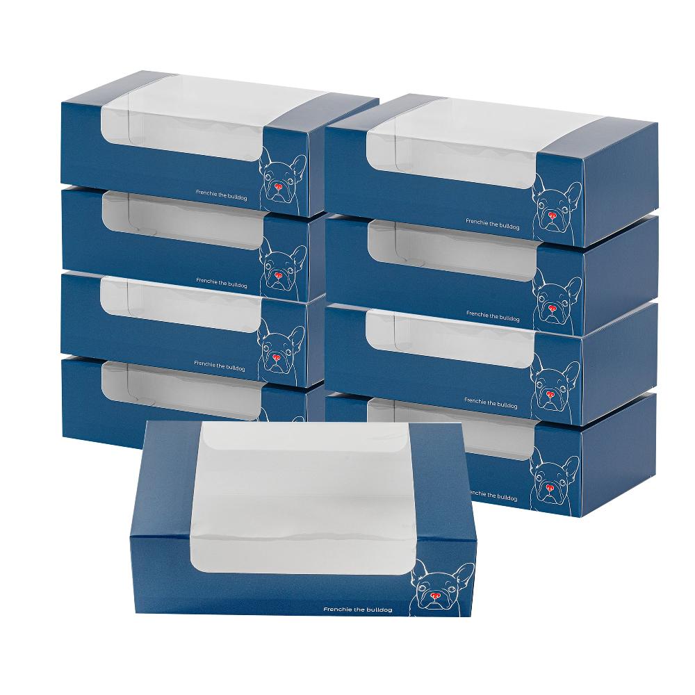 restaurantware Pastry Tek Frenchie Paper Pastry / Cake Box - with Window - 7 3/4" x 4 3/4" x 2 1/4" - 100 count box