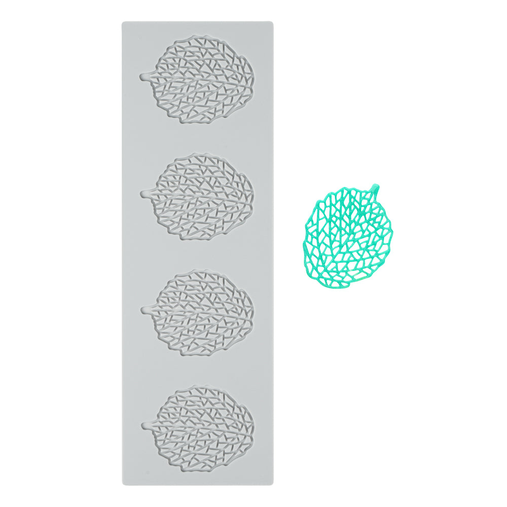restaurantware Pastry Tek Gray Silicone Autumn Leaf Fondant Impression Mat - 1 count box
