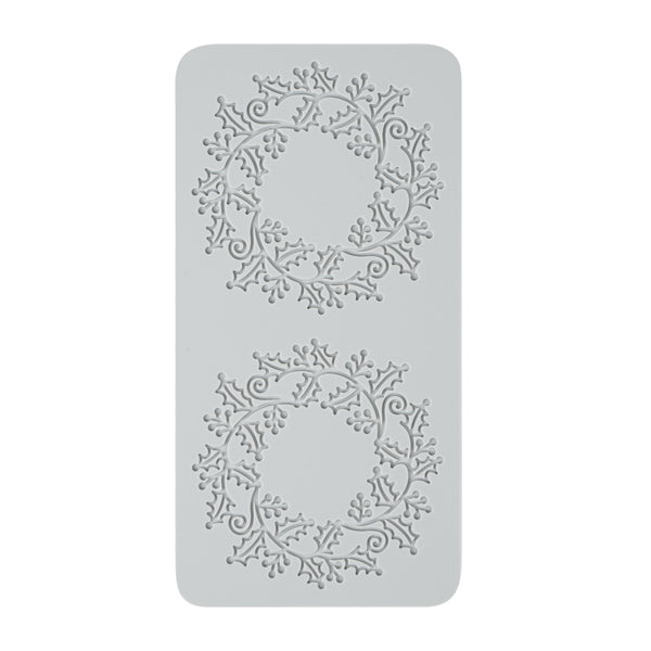 Restaurantware Pastry Tek Gray Silicone Autumn Leaf Halo Fondant Impression Mat - 1 Count Box