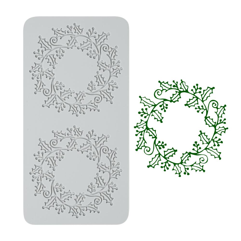 restaurantware Pastry Tek Gray Silicone Autumn Leaf Halo Fondant Impression Mat - 1 count box