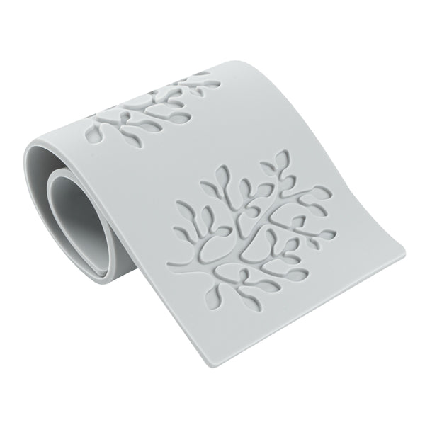Restaurantware Pastry Tek Gray Silicone Branch With Leaves Fondant Impression Mat - 1 Count Box