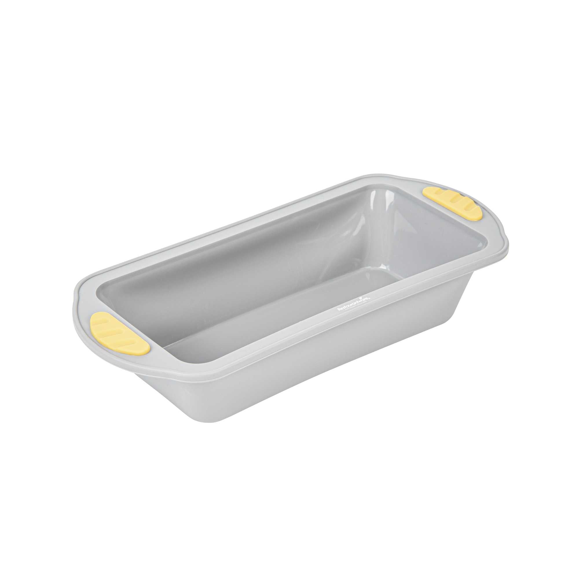 restaurantware Pastry Tek Gray Silicone Bread Loaf Pan - Non-Stick with Handles - 9 1/4" x 5 1/2" x 2 1/4" - 10 count box