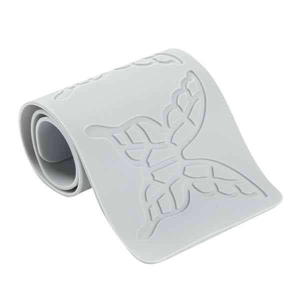 Restaurantware Pastry Tek Gray Silicone Butterfly Fondant Impression Mat - 1 Count Box