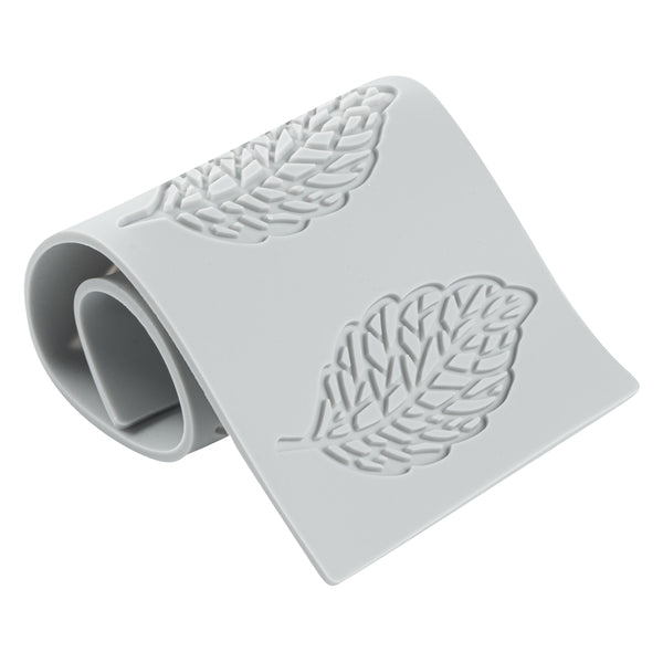 Restaurantware Pastry Tek Gray Silicone Spring Leaf Fondant Impression Mat - 1 Count Box