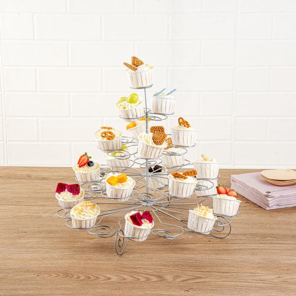 Restaurantware Pastry Tek Iron Cupcake Stand - 4-Tier Holds 41 Cupcakes - 17 3/4" X 17 3/4" X 14 1/4" - 1 Count Box
