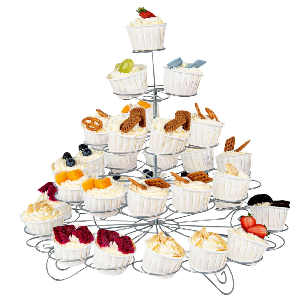 restaurantware Pastry Tek Iron Cupcake Stand - 4-Tier Holds 41 Cupcakes - 17 3/4" x 17 3/4" x 14 1/4" - 1 count box