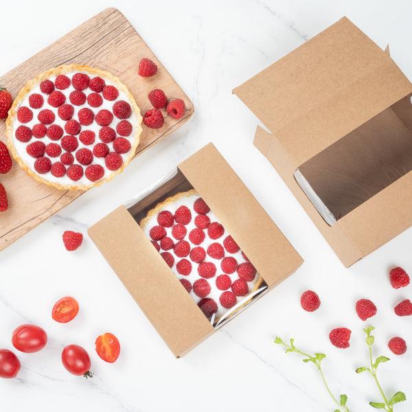 Restaurantware Pastry Tek Kraft Paper Pastry / Cake Box - With Window - 6 1/4" X 6 1/4" X 3 1/4" - 100 Count Box