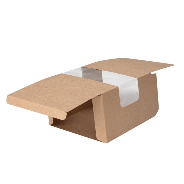 Restaurantware Pastry Tek Kraft Paper Pastry / Cake Box - With Window - 7" X 6" X 4" - 100 Count Box