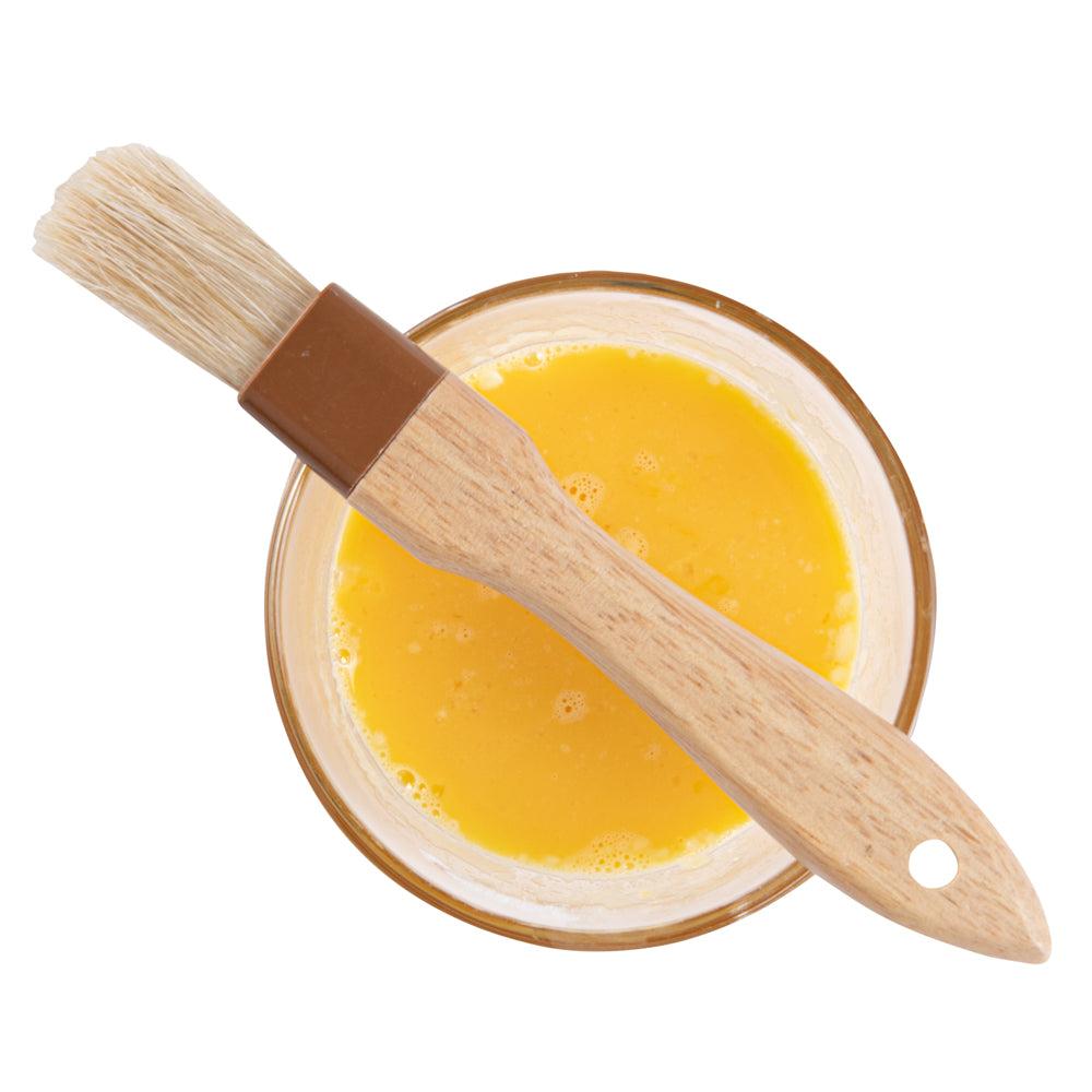 restaurantware Pastry Tek Natural Wood 1" Wide Pastry / Basting Brush - with Boar Bristles - 8 1/2" - 1 count box