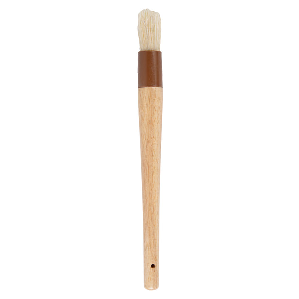 Restaurantware Pastry Tek Natural Wood 1" Wide Round Pastry / Basting Brush - With Boar Bristles - 12" - 1 Count Box