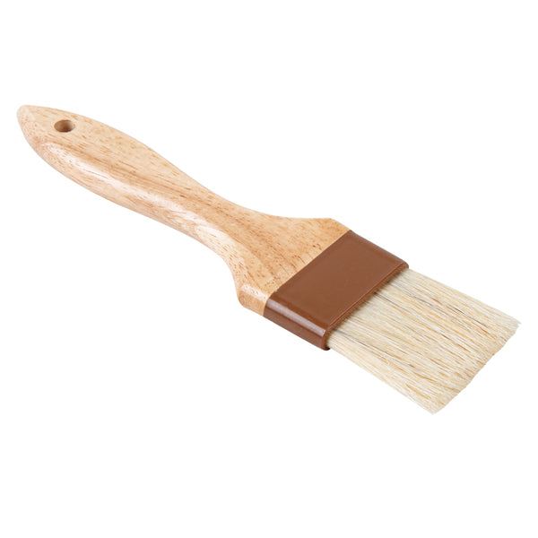 Restaurantware Pastry Tek Natural Wood 2" Wide Pastry / Basting Brush - With Boar Bristles - 8 3/4" - 1 Count Box