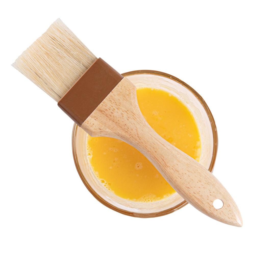 restaurantware Pastry Tek Natural Wood 2" Wide Pastry / Basting Brush - with Boar Bristles - 8 3/4" - 1 count box