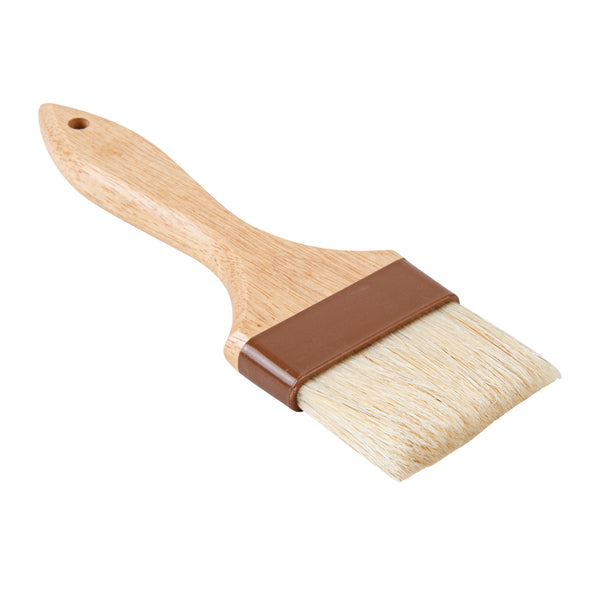Restaurantware Pastry Tek Natural Wood 3" Wide Pastry / Basting Brush - With Boar Bristles - 9 1/2" - 1 Count Box