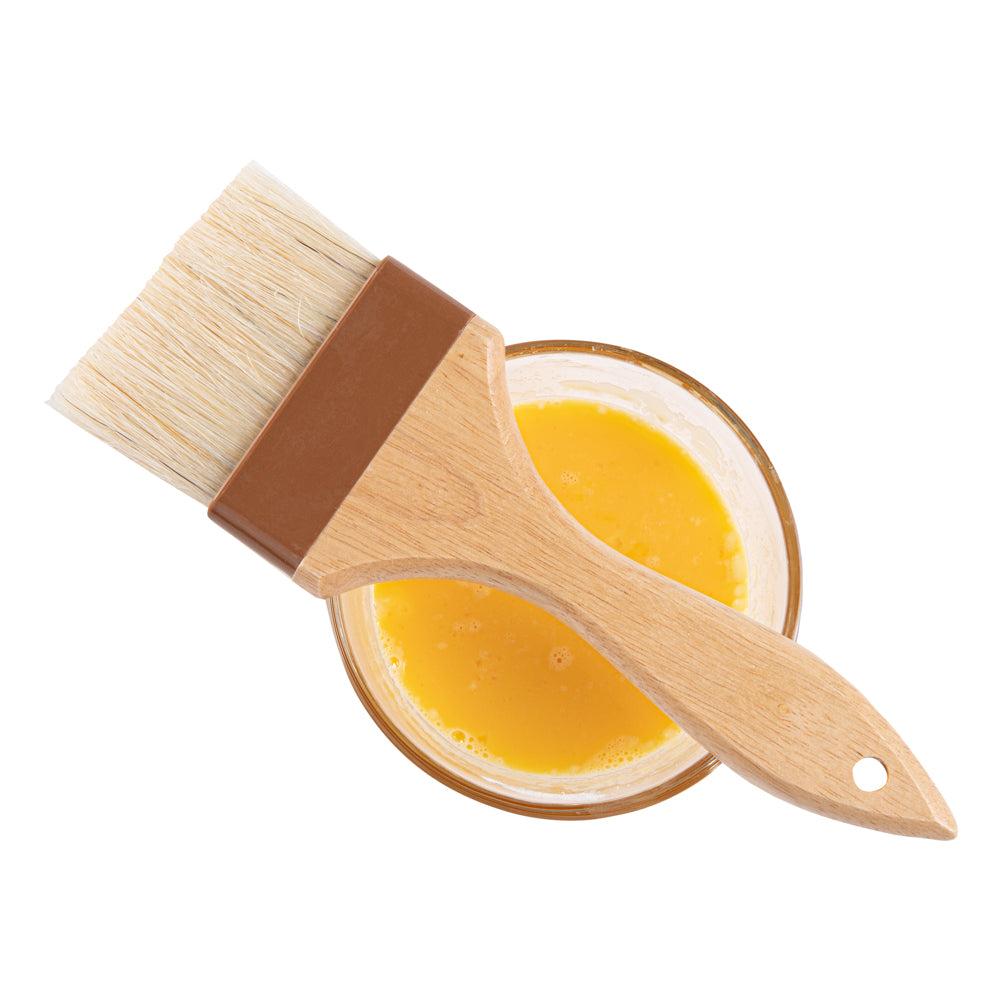 restaurantware Pastry Tek Natural Wood 3" Wide Pastry / Basting Brush - with Boar Bristles - 9 1/2" - 1 count box