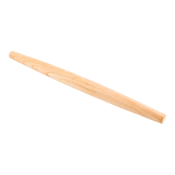 Restaurantware Pastry Tek Natural Wood French Rolling Pin - Tapered - 18" - 1 Count Box