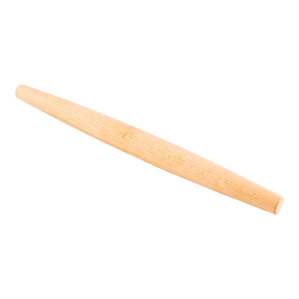 Restaurantware Pastry Tek Natural Wood French Rolling Pin - Tapered - 15" - 1 Count Box