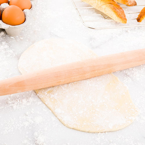 Restaurantware Pastry Tek Natural Wood French Rolling Pin - Tapered - 15" - 1 Count Box