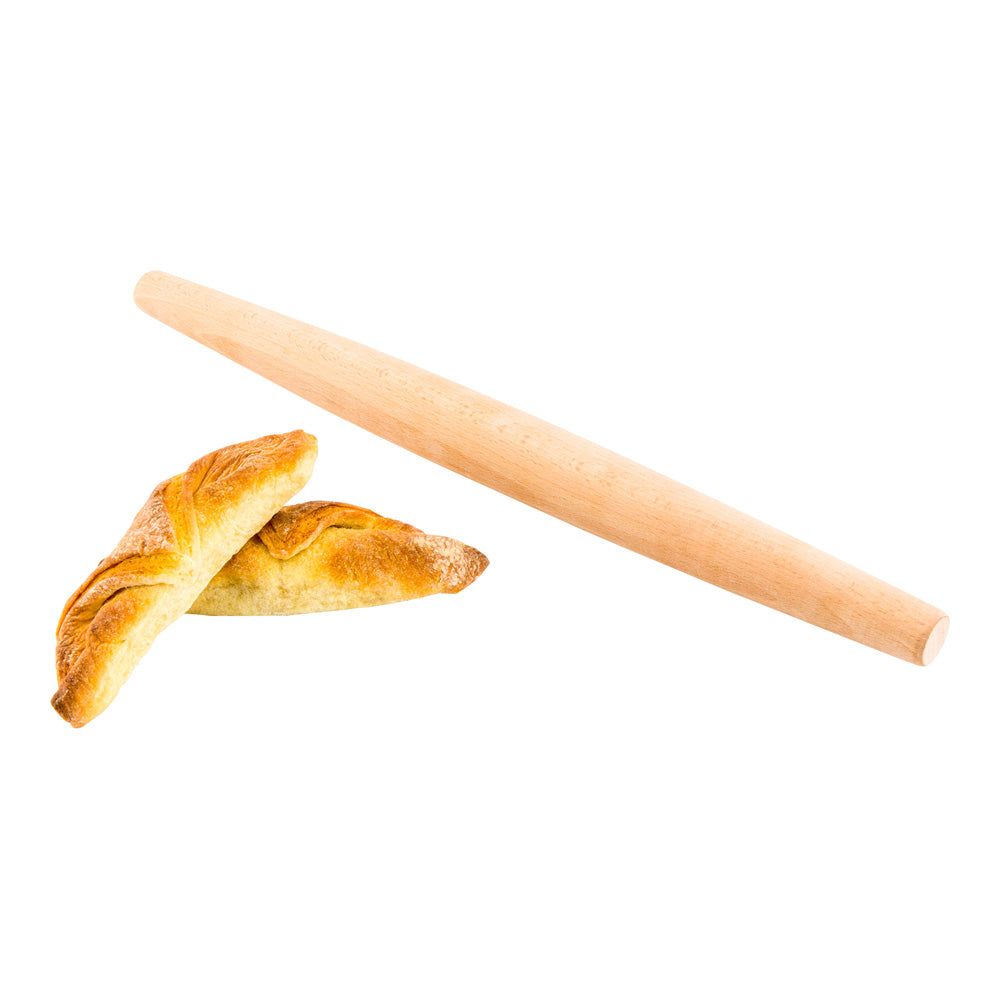 restaurantware Pastry Tek Natural Wood French Rolling Pin - Tapered - 15" - 1 count box